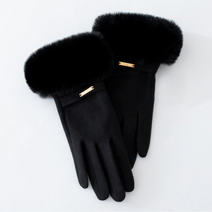 OEM Women's Wool/Acrylic Cuff Winter <b>Gloves</b> | Comfortable Thermal <b>Knit</b> Touchscreen <b>Gloves</b> Needle Detection | Sports Use - Product Image 2