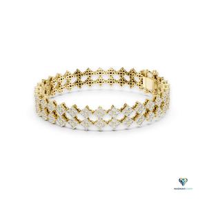 5.12 CT Yellow <b>Gold</b> Round Lab Grown Diamond Bracelet in 18K <b>Solid</b> <b>Gold</b>, Geometric Cluster Link Statement Bracelet - Product Image 4