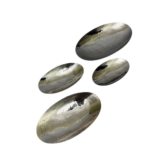 Greatest Quality Hammered Stainless Steel Serving <b>Tray</b> Sweet Serving <b>Tray</b> Luxurious Oval Shape Food <b>Snacks</b> Serving <b>Tray</b> For Sale - Product Image 1