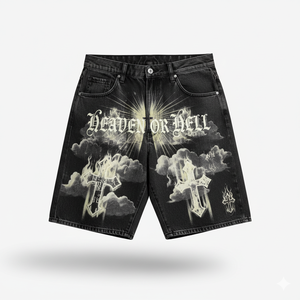 กางเกงยีนส์ขาสั้นทรงหลวมสไตล์สตรีทแฟชั่นสำหรับผู้ชาย รุ่นแบ็กกี้ ขากว้าง แฟชั่นแนวอเมริกัน รับผลิตตามแบบ สั่งทำแบรนด์ส่วนตัว OEM - Product Image 1