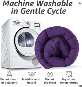Couette matelassée violette taille Queen 100% polyester hypoallergénique 75D/36F lavable pour l'automne et l'hiver - Product Image 2