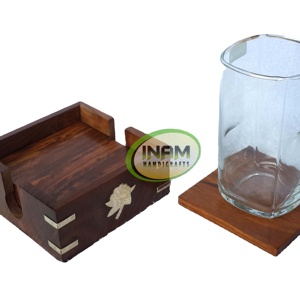Set of 6 <b>Wooden</b> Tea / Coffee coaster with Beautiful Design - Product Image 1