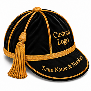 Nueva llegada: Gorras de gala negras bordadas a mano con borlas y ribetes dorados, de 5 paneles, ajustables. - Product Image 5
