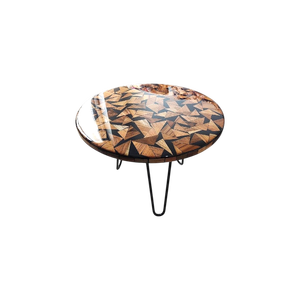 Custom FASHION CRAFT 52-Inch Olive Wood Epoxy Resin Dining <b>Table</b> Live Edge <b>Clear</b> Resin Top Luxury Handmade Modern Outdoor - Product Image 1