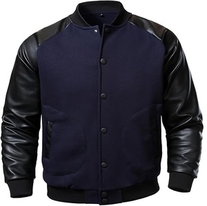 Chaqueta Varsity de Lana y Viscosa Transpirable de Alta Calidad, Nueva Moda, Impermeable, para Otoño y Primavera, Estilo Urbano, Corte Regular - Product Image 1