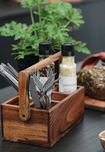 Rustic Wooden Salt & Pepper Organizer Rectangular Handmade Rustic <b>Kitchen</b> Tableware <b>Holder</b> Single Tier Standing <b>Kitchen</b> Gadgets - Product Image 4