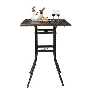 Tavolo Bistrot Quadrato in Alluminio Pressofuso per Tutte le Stagioni con Foro per Ombrellone da 2', Tavolo Alto da Esterno per Giardino e Veranda - Product Image 2