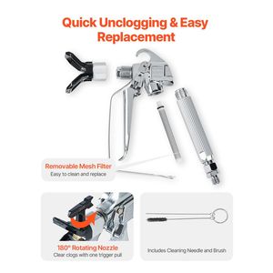 Pistola a spruzzo airless ad alta pressione 3600PSI con ugello 517, giunto girevole HVLP, kit pistola a spruzzo airless con ugello da 1,3 mm - Product Image 5