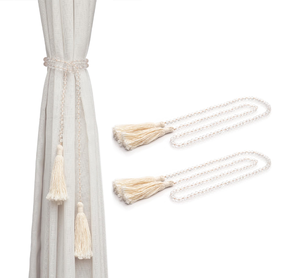 Attaches de rideau perlées en gros, attaches décoratives en corde tressée pour rideaux de maison et de bureau - Product Image 1