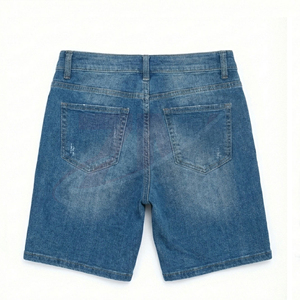 Ropa Urbana de Lujo, Fabricante de Ropa Personalizada OEM ODM, Shorts de Mezclilla Lavada con Pedrería para Hombre, Ropa de Moda - Product Image 2