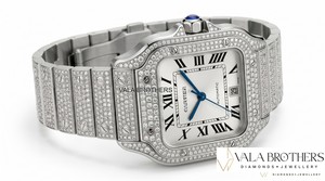 Reloj Cartier Santos-Dumont con Diamantes, Caja Cuadrada de Acero Inoxidable de 39 mm, Esfera con Números Romanos, Cierre Desplegable Automático - Product Image 6
