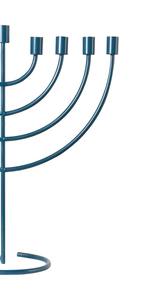 Ménorah moderne bleu sarcelle en métal à 9 branches, chandelier géométrique en fer pour Hanouka, décoration religieuse pour la maison et les fêtes juives - Product Image 6