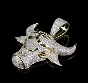 Pendentif Crâne de Taureau Personnalisé Moissanite VVS1 Couleur D Iced Out Bijoux de Luxe Gothique Hip Hop - Product Image 1
