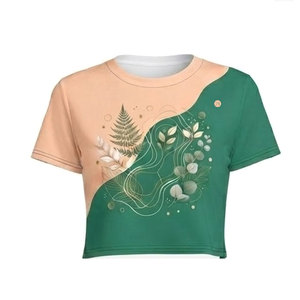 T-Shirt Crop Top pour femmes, nouveau look, matériau doux, manches courtes, col rond, vêtements d'été simples et décontractés pour tous les jours, confortables - Product Image 5