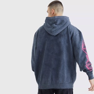 Sweat-shirt à capuche pour homme, coupe classique, 100% coton, French Terry 300g, séchage rapide, délavé à l'acide, rose uni, décontracté, streetwear d'hiver - Product Image 3