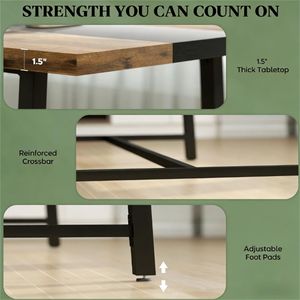 Tavolo da Pranzo Lungo Marrone dal Design Versatile per Casa o Ufficio, Ideale per Conferenze - Product Image 3