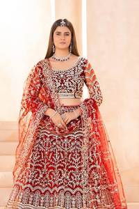 2026 Lahenga Choli de mariée en tissu filet papillon pur, broderie machine lourde, personnalisé, tenue de mariage Diwali, matériaux recyclés - Product Image 2