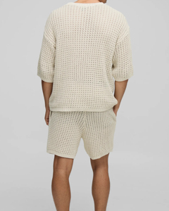 ชุดสูทผู้ชายสำหรับฤดูใบไม้ร่วง ราคาขายส่ง ระบายอากาศได้ดี สั่งทำได้ แห้งเร็ว ผ้าฟลีซถัก เอวต่ำ ไหล่ตก ทรงโอเวอร์ไซส์ - Product Image 4