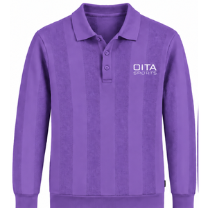 Purple <b>Mens</b> <b>Long</b> <b>Sleeve</b> Knit <b>Polo</b> Sweater Textured Vertical Stripe Pattern Ribbed Collar Casual Premium Pullover <b>Shirt</b> - Product Image 1