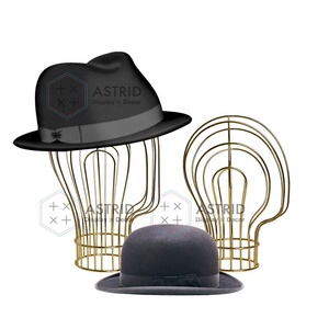 Soporte de exhibición de sombrero de estante de gorra modelo de cabeza de oro de acero de metal simple para tienda de ropa - Product Image 1
