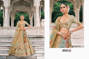 Embroidered Bridesmaid <b>Lehenga</b> Set Floral Woven Georgette Blouse Dupatta Wedding Festival Ethnic Wear - Product Image 1
