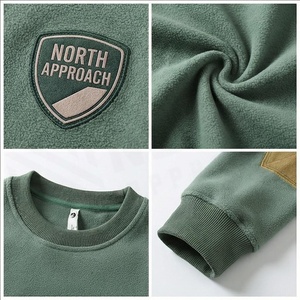 Sweat-shirt vert à col rond pour homme North Approach, coupe classique, logo brodé, appliques sur les manches, vêtements décontractés pour l'automne - Product Image 4
