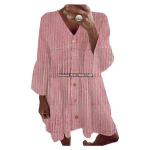 Nouveau style imprimé 2026 – Haut en coton 100 % imprimé au bloc pour femme – Hauts tendance à taille cintrée – Robe de printemps-été à manches cloche style débardeur - Product Image 3