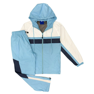 Lightweight <b>Zip</b> <b>Up</b> <b>Jacket</b> With Matching Pants Elastic Waistband On Bottom Two Side Pockets Windbreaker Tracksuit - Product Image 1