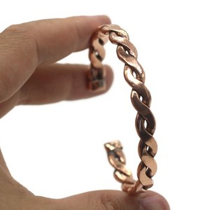 Belladec Handcrafted Braided <b>Copper</b> Cuff Bracelet Twisted Open <b>Bangle</b> Artisan Jewelry Classic Elegant Adjustable Gift Women - Product Image 1