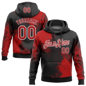 Sweat à capuche sportif noir et rouge-blanc, nouveau design industriel, personnalisé, avec motif abstrait 3D à effet de pinceau, vente en gros directe - Product Image 1