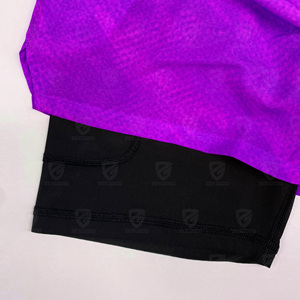 Pantalones Cortos Deportivos 2 en 1 para Hombre, de Doble Capa, Compresión, para Gimnasio y Running, Diseño Sólido, con Logotipo Frontal y Forro Interior de Malla - Product Image 4