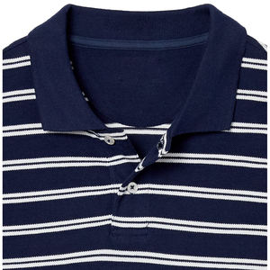 New 2026 Men's Navy <b>Blue</b> Striped Short Sleeve Knitted <b>Polo</b> <b>Shirt</b> Casual Button Design Regular Fit - Product Image 1