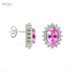 Pendientes Delicados de Zafiro Rosa Natural de 1.16CTW, Pendientes de Diamantes con Engaste de Oro Fino de 14K, Joyería para Mujer, Proveedor Mayorista - Product Image 4