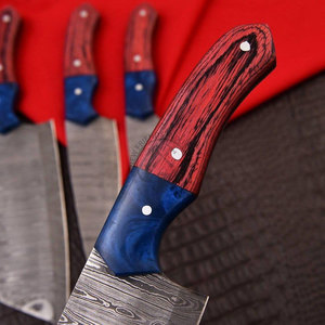 Nuevo Juego de Cuchillos de Cocina Profesionales de 5 Piezas de Acero de Damasco Hechos a Mano con Marcas Personalizadas, Mangos de Pakkawood, Ambidiestros, Full Tang - Product Image 4