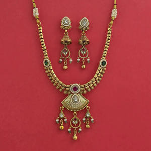 Exportador de Joyería Artificial en India, Collar de Perlas Antiguo con Baño de Oro 232431 - Product Image 4