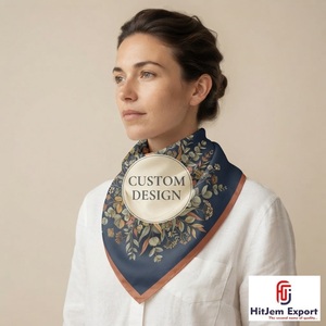 Foulard carré de luxe personnalisé imprimé, effet soie, pour la mode, châle, marque privée, OEM, ODM, fournisseur d'usine textile - Product Image 4