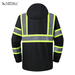 เสื้อกันหนาวนิรภัยสีดำแบบหนาพิเศษ, เสื้อแจ็คเก็ตสะท้อนแสงสำหรับงานกลางคืน, เสื้อคลุมกันน้ำสำหรับงานอุตสาหกรรม, ชุดทำงาน - Product Image 3