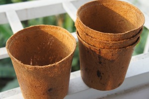 Pot de fleurs en fibre de coco biodégradable, écologique, avec trou de drainage pour plantes vertes de jardin, design minimaliste irrégulier, non enduit - Product Image 4