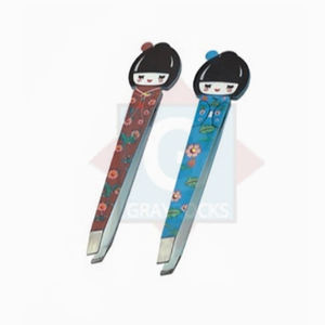 Pinzas de Cejas Profesionales de Acero Inoxidable con Punta Inclinada de Precisión, Forma de Muñeca, Coloridas y Sintéticas - Product Image 3