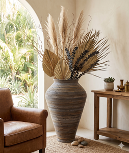 Jarrón grande de ratán natural tejido a mano, urna decorativa de arcilla, maceta para decoración contemporánea del hogar y hoteles, venta al por mayor. - Product Image 4