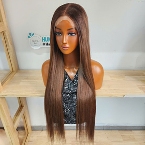Perruques 100% Cheveux Humains Vierges Vietnamiens Double Drawn, Perruque à Fermeture en Dentelle Transparente 5x5 Sans Colle, Lisse Baguette 30 Pouces, Densité 200 - Product Image 1