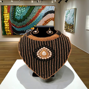 Nouveau concepteur coloré broderie collier boucles d'oreilles ensemble verre perlé bijoux lien chaîne à la mode mode galerie cadeaux pour les filles - Product Image 1