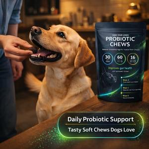 Suppléments pour animaux de compagnie de qualité supérieure, probiotiques pour chiens, enzymes digestives, comprimés à mâcher souples, soins de santé probiotiques pour animaux de compagnie, approvisionnement OEM - Product Image 4