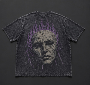T-shirt graphique vintage délavé à l'acide pour homme, coupe oversize, 100 % coton épais, style streetwear, motif rétro, impression personnalisée, décontracté - Product Image 2