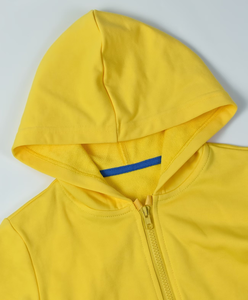 Yellow Hooded Sweatshirt to Children Casual Autumn Wear Plain Dyed Knitted Fabric Regular Sleeve Unlined Sleeve Machine Washable - Product Image 5