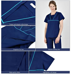 Conjunto de Uniforme Médico Azul Marino Premium para Mujer, Personalizable, Uniforme de Enfermera de Hospital, Blusa con Cuello en V, Pantalones Cargo, Traje de Trabajo para Doctoras y Enfermeras - Product Image 2