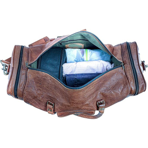 Leather Duffle <b>Bag</b> 15inch Weekender Zipper Closure Water Resistant Large Capacity Carry on Travel Gym <b>Overnight</b> Business Holdall - Product Image 5