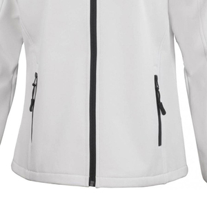 Veste unisexe blanche imperméable à capuche en softshell épais, coupe-vent, fermeture éclair quart de tour, coupe régulière, pour l'hiver et les activités de plein air - Product Image 3
