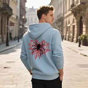 Sudadera con Capucha Morada para Hombre con Diseño de Telaraña en la Espalda, Sudadera Informal con Capucha y Manga Larga para Otoño - Product Image 3