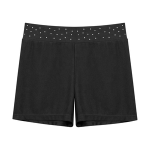 Custom Men Mid Rise Elastic Waist Crystal <b>Decorated</b> Front <b>Shorts</b> 100% Cotton Solid Anti-Wrinkle Fashion Casual OEM ODM Wholesale - Product Image 6